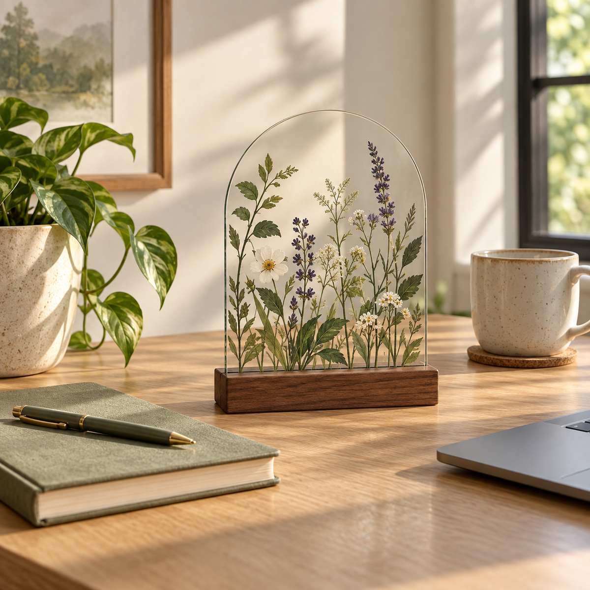 At your desk — glass decor styling idea