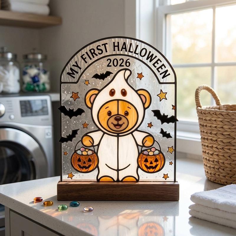 First Halloween Teddy Bear Glass Keepsake