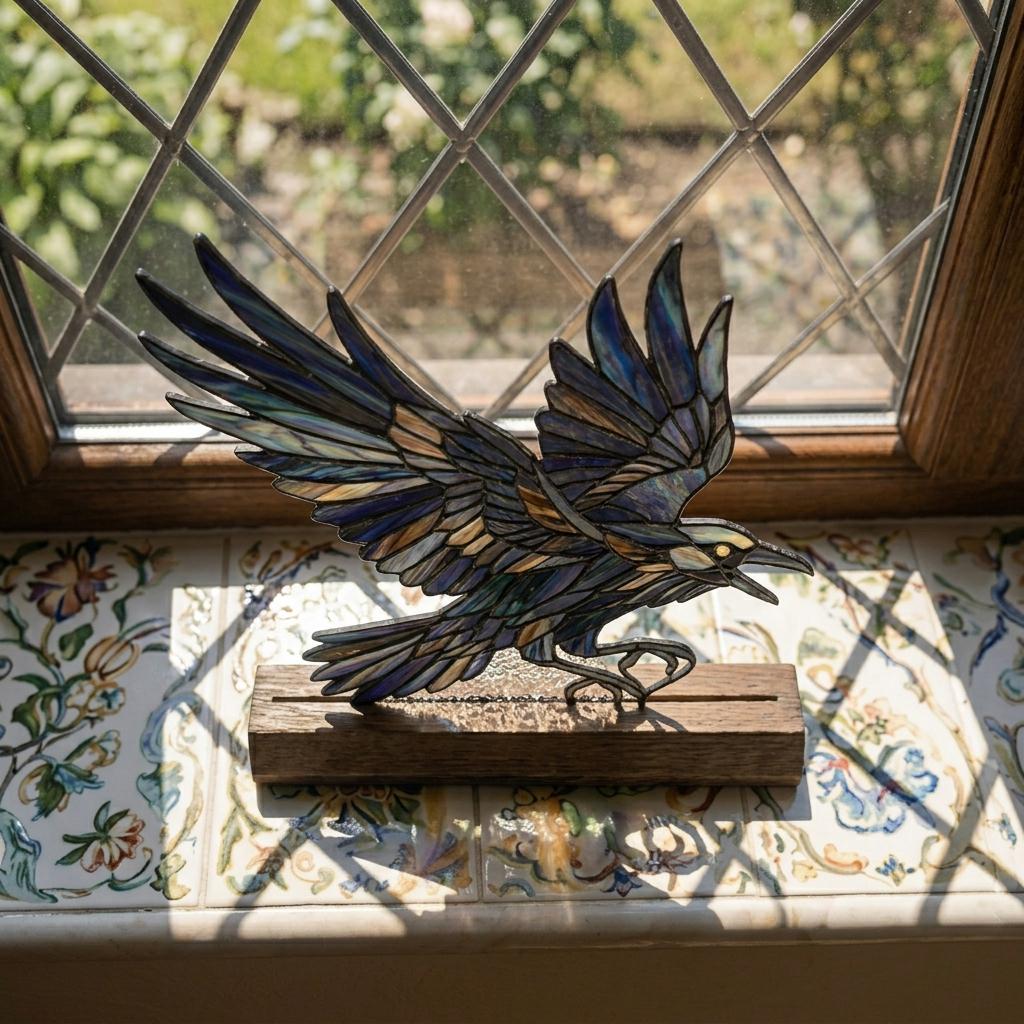 Flying Crow Glass Decor