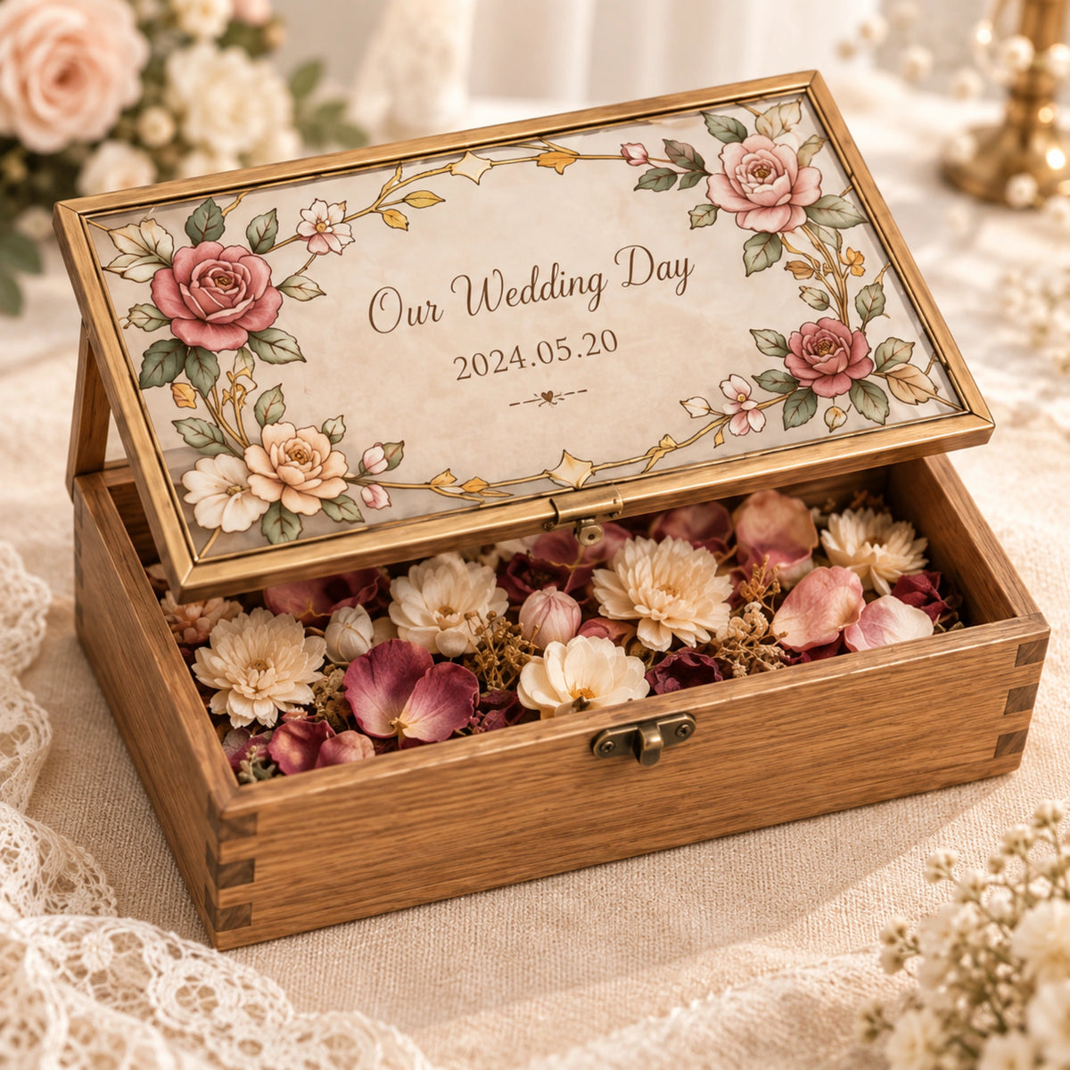 Personalized Keepsake Box with Printed Glass Lid