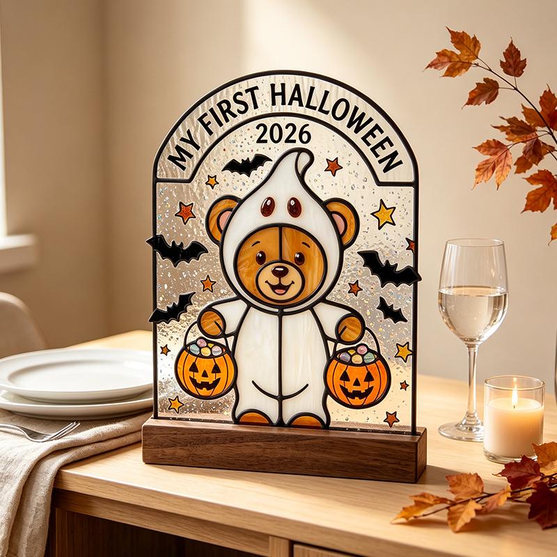 First Halloween Teddy Bear Glass Keepsake