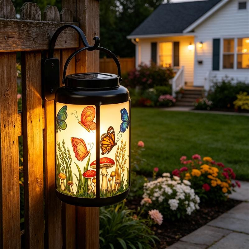 Butterfly and Mushroom Solar Lantern