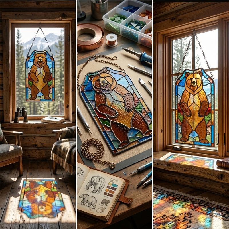 Bear Glass Wall Hanging