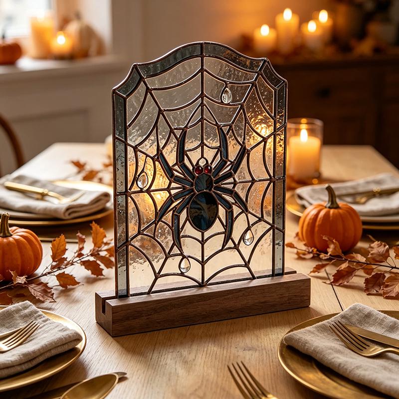 Spider Web Glass Decor