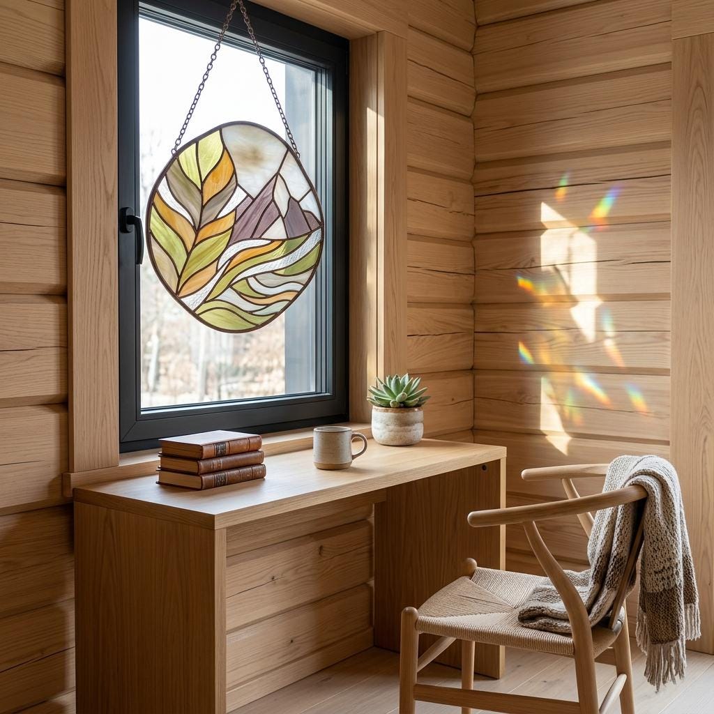 Alpine Mountain Glass Suncatcher