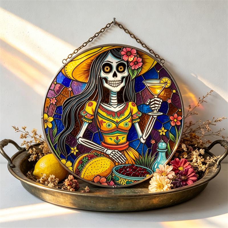 Margarita Sugar Skull Glass Art