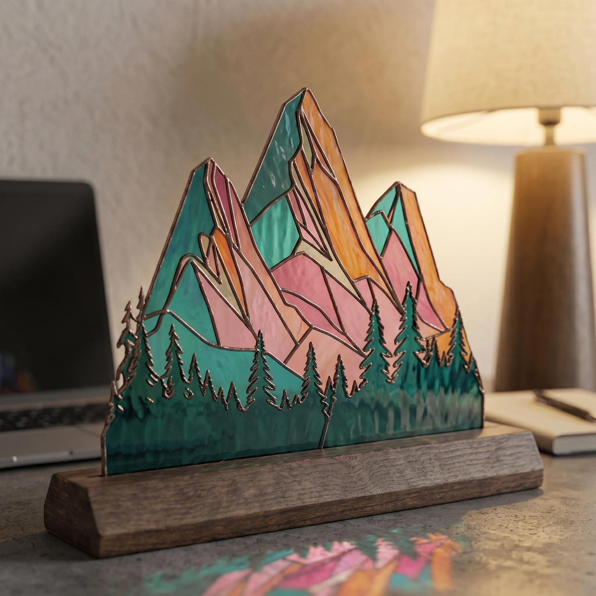 Pink Mountain Glass Decor