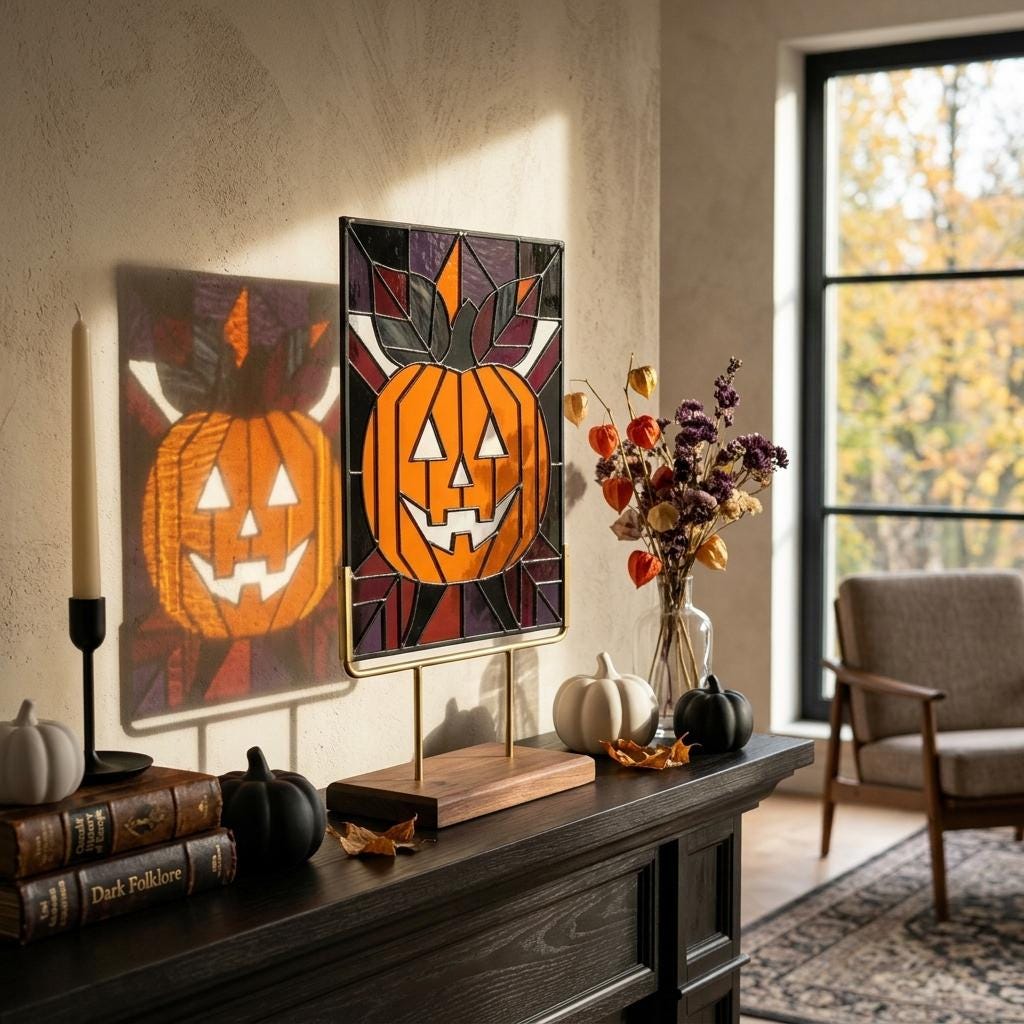 Jack-o'-Lantern Glass Suncatcher