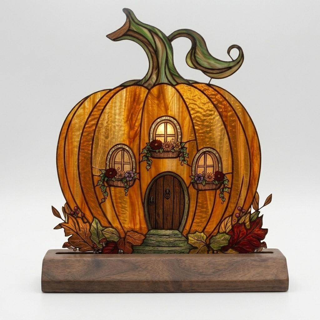 Pumpkin Fairy House Glass Decor