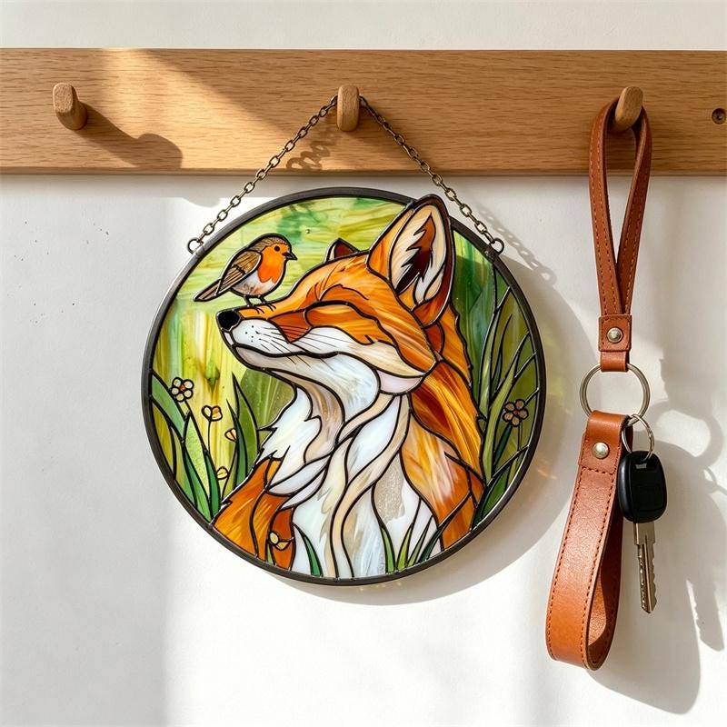 Fox & Robin Glass Suncatcher