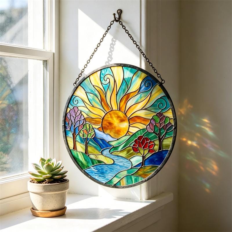 Sunrise Landscape Glass Suncatcher