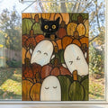 Black Cat Pumpkin Patch Suncatcher