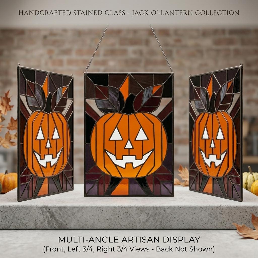 Jack-o'-Lantern Glass Suncatcher