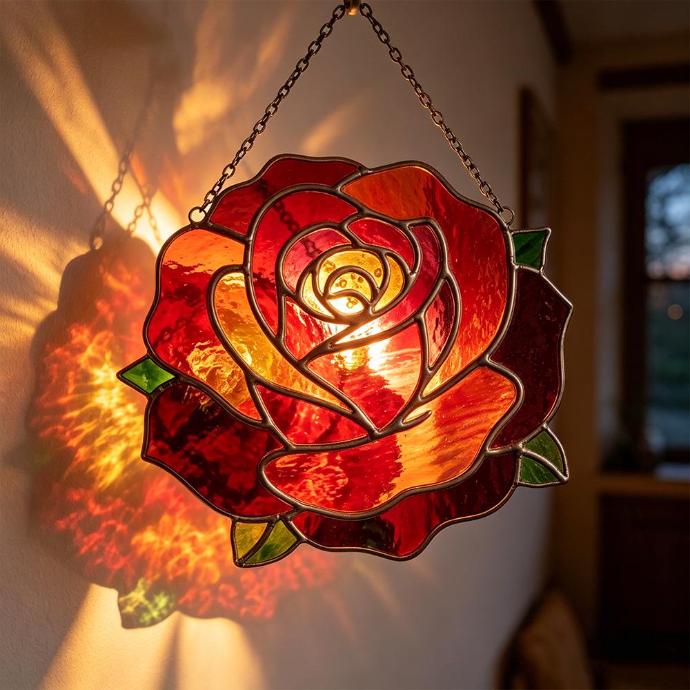 Colorful Rose Glass Art