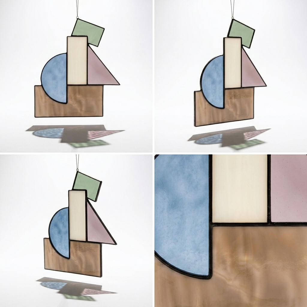 Sage and Mauve Geometric Glass Suncatcher