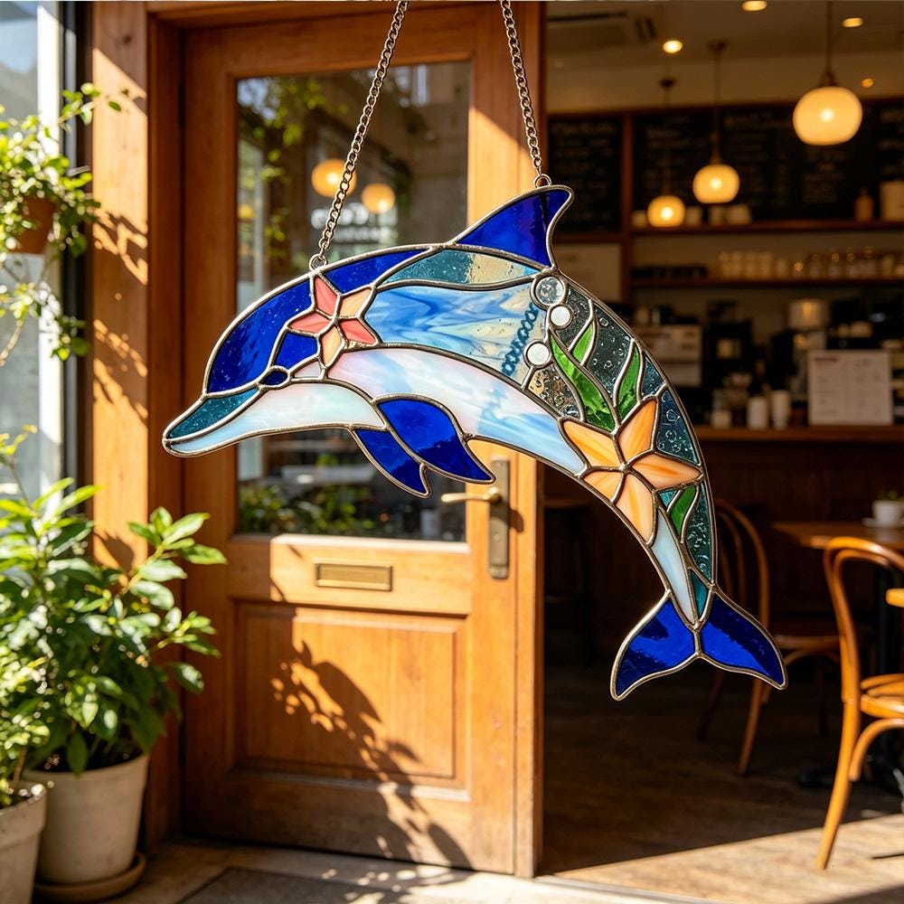 Dolphin Glass Suncatcher
