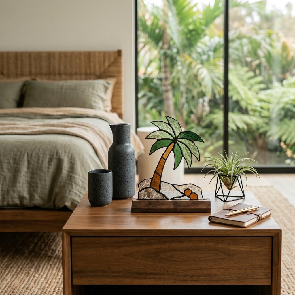 Tropical Palm Glass Decor