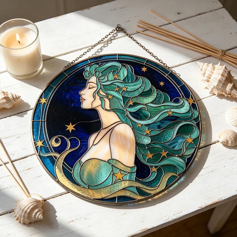 Starry-Haired Woman Glass Art