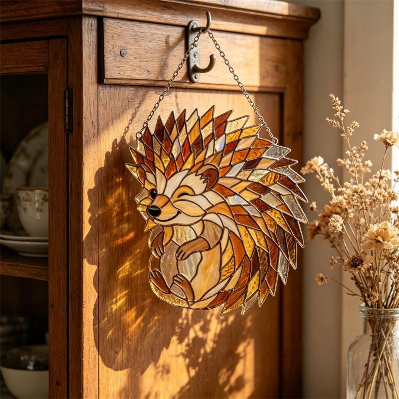 Hedgehog Glass Suncatcher