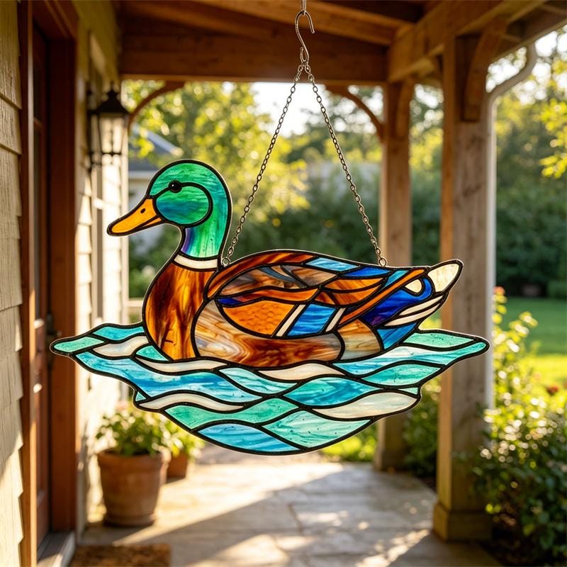Mallard Duck Glass Suncatcher