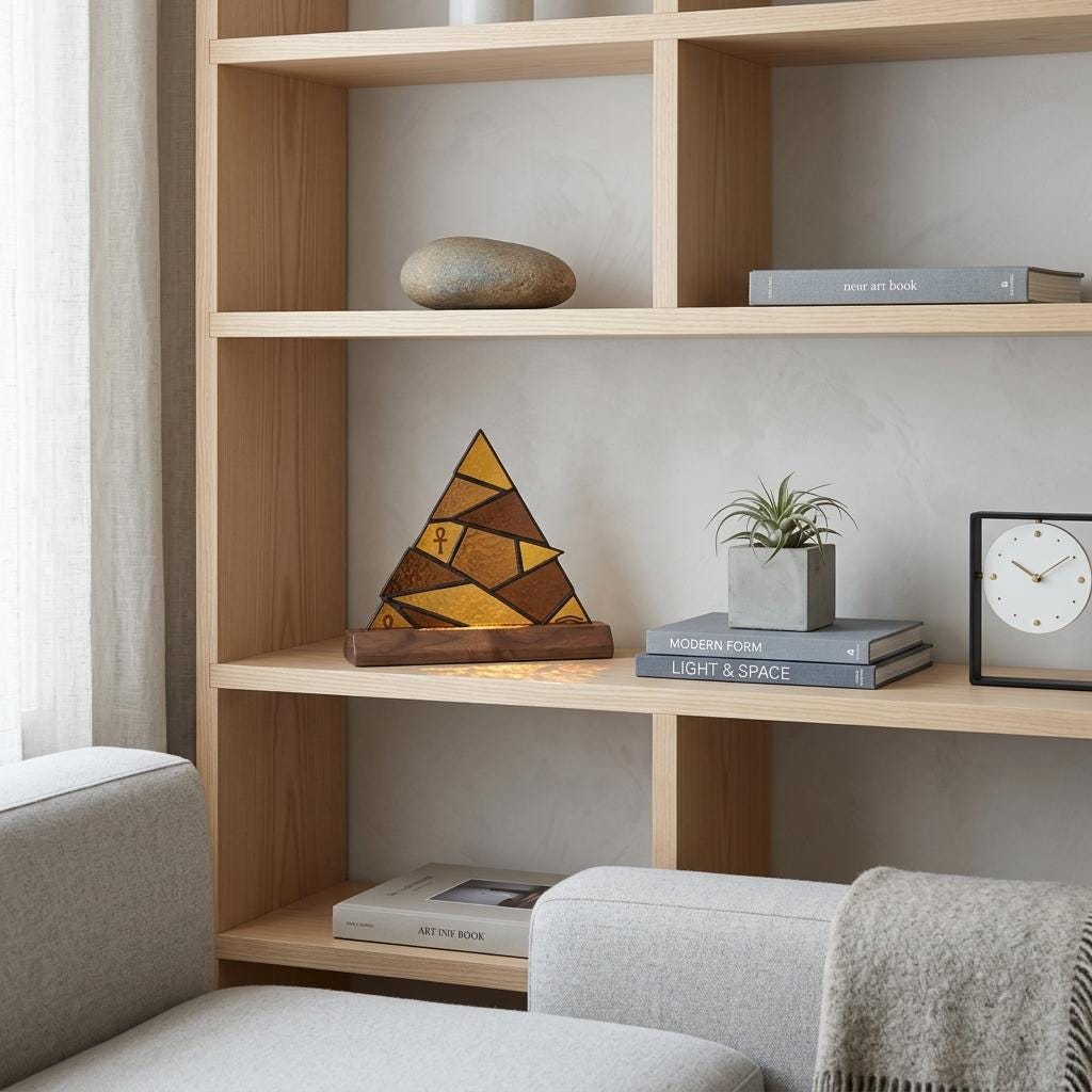 Pyramid and Ankh Glass Decor