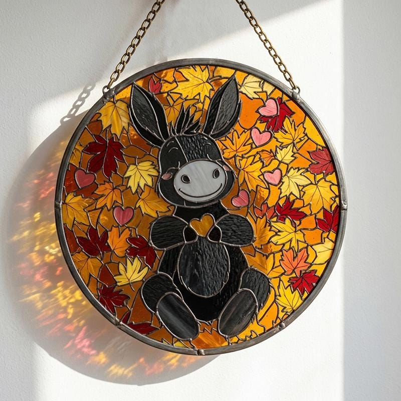 Autumn Donkey Glass Suncatcher