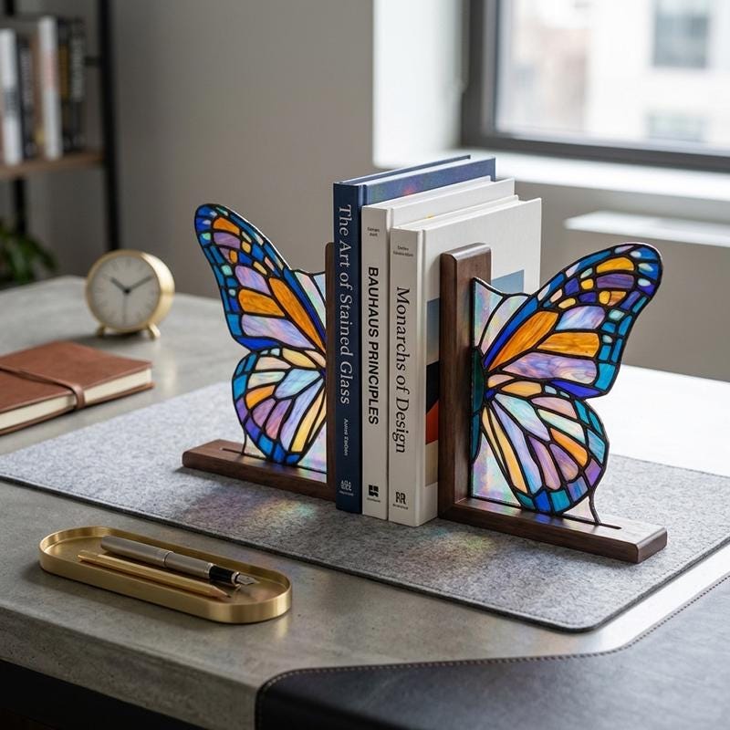 Butterfly Glass Bookends
