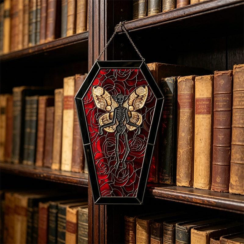 Skeleton Butterfly Coffin Glass Art