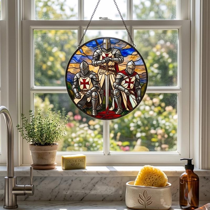 Templar Knights Glass Suncatcher