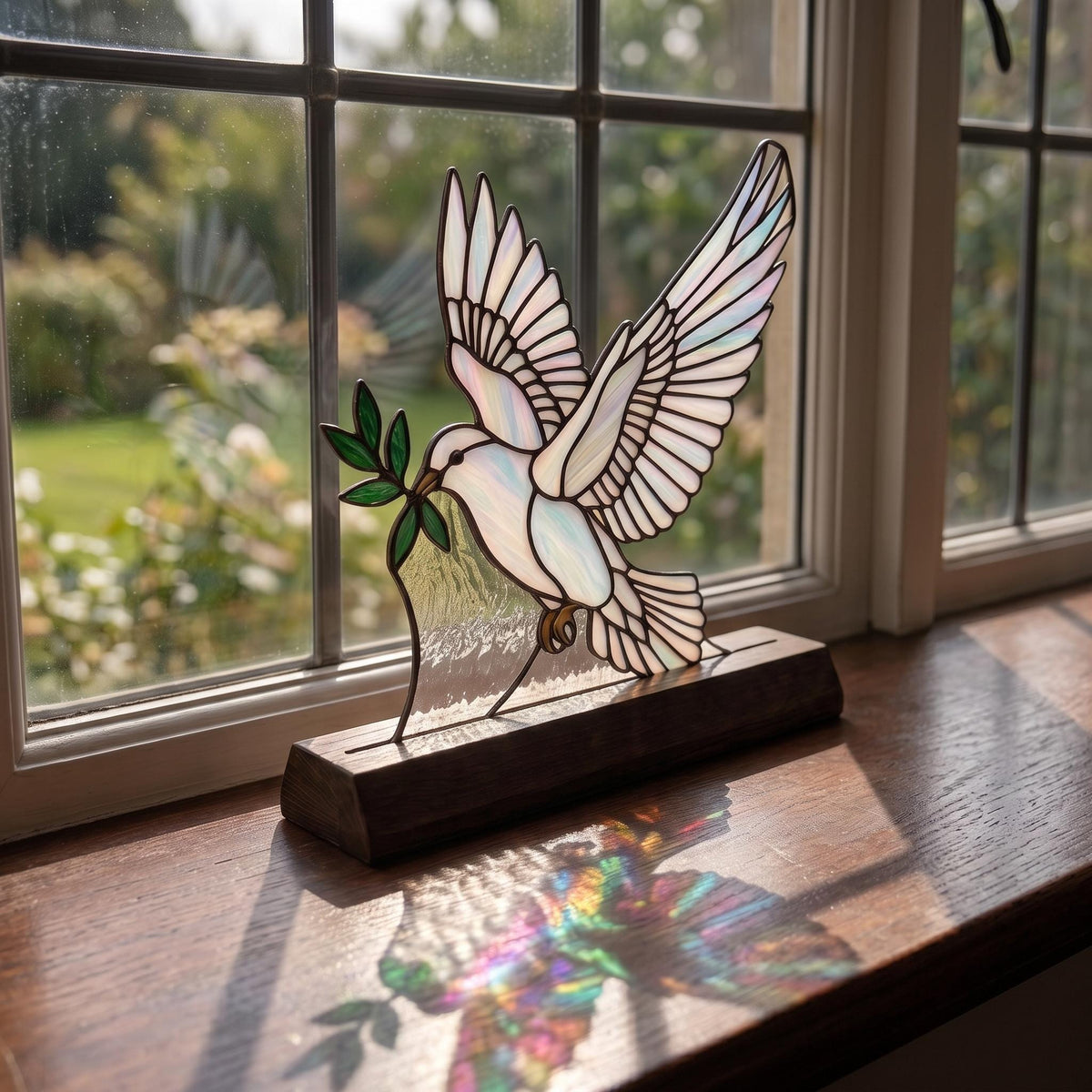 Peace Dove Glass Decor