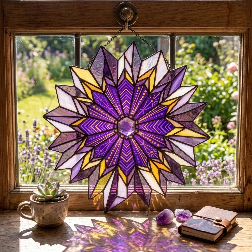 Bee-Eye Flower Glass Suncatcher