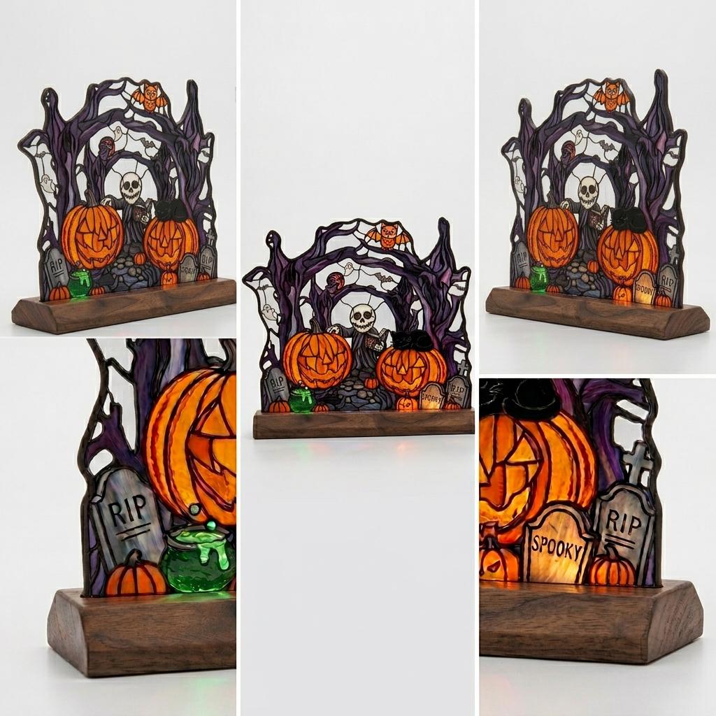 Spellbook Skeleton Glass Decor