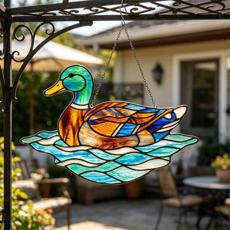 Mallard Duck Glass Suncatcher