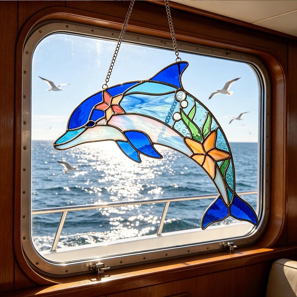 Dolphin Glass Suncatcher
