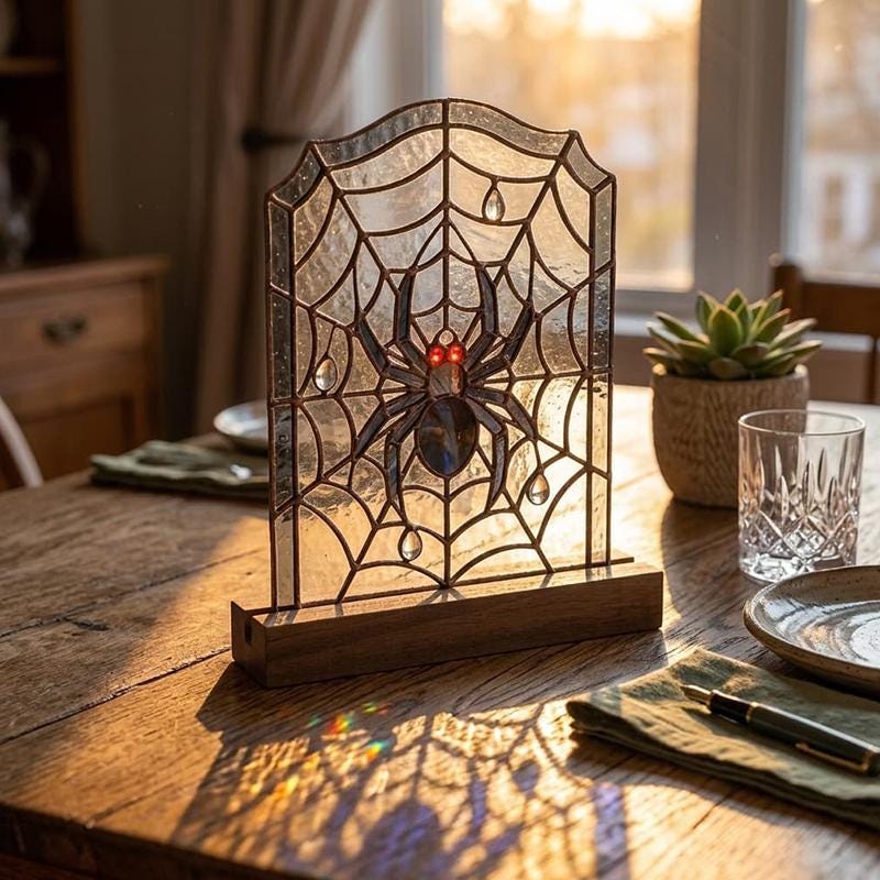 Spider Web Glass Decor