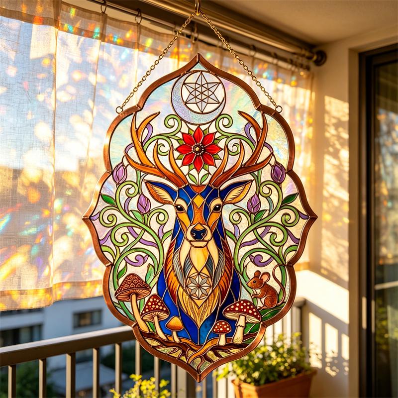 Celestial Deer Glass Suncatcher