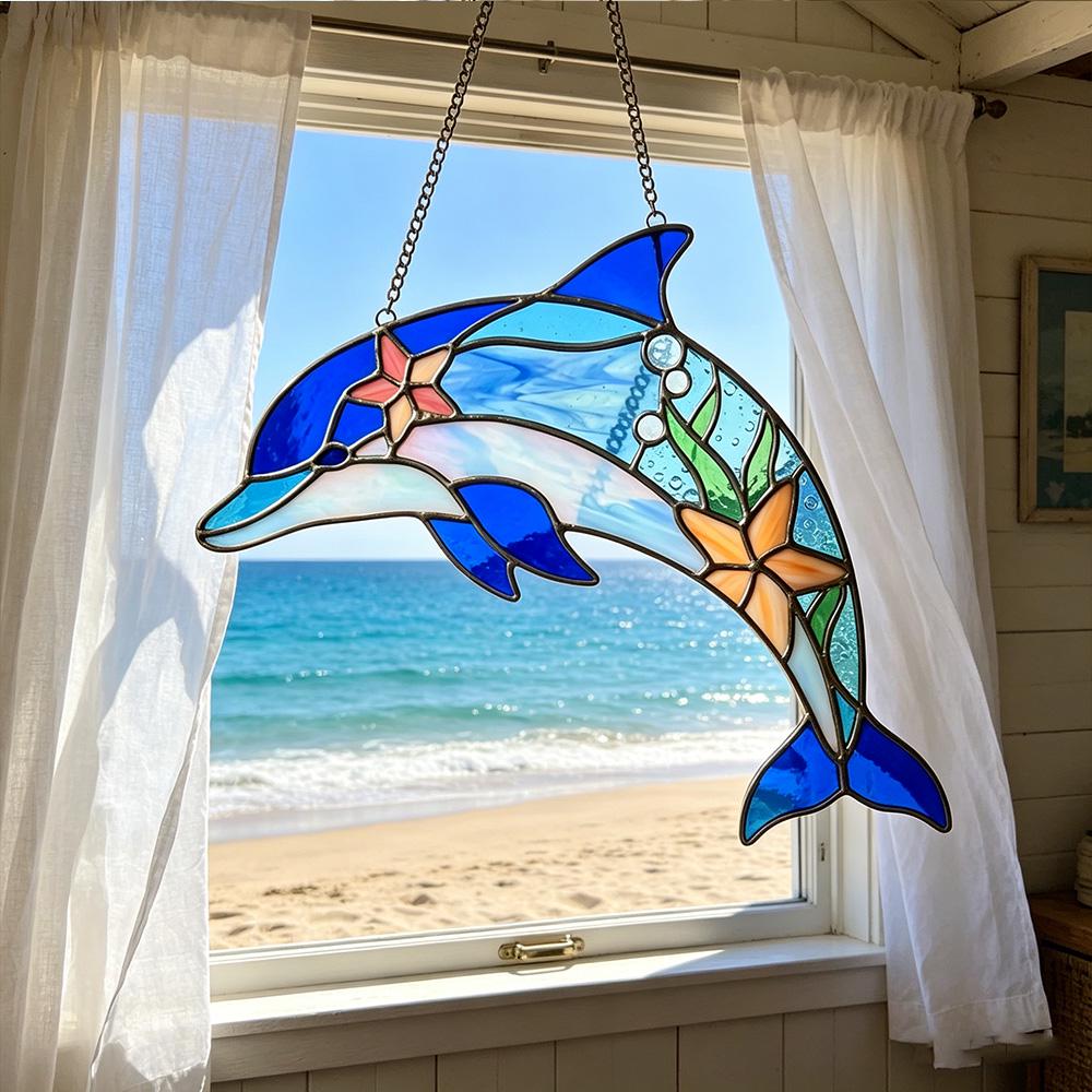Dolphin Glass Suncatcher
