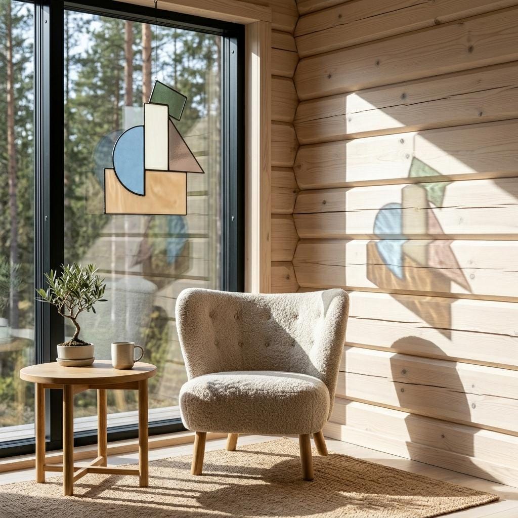 Sage and Mauve Geometric Glass Suncatcher