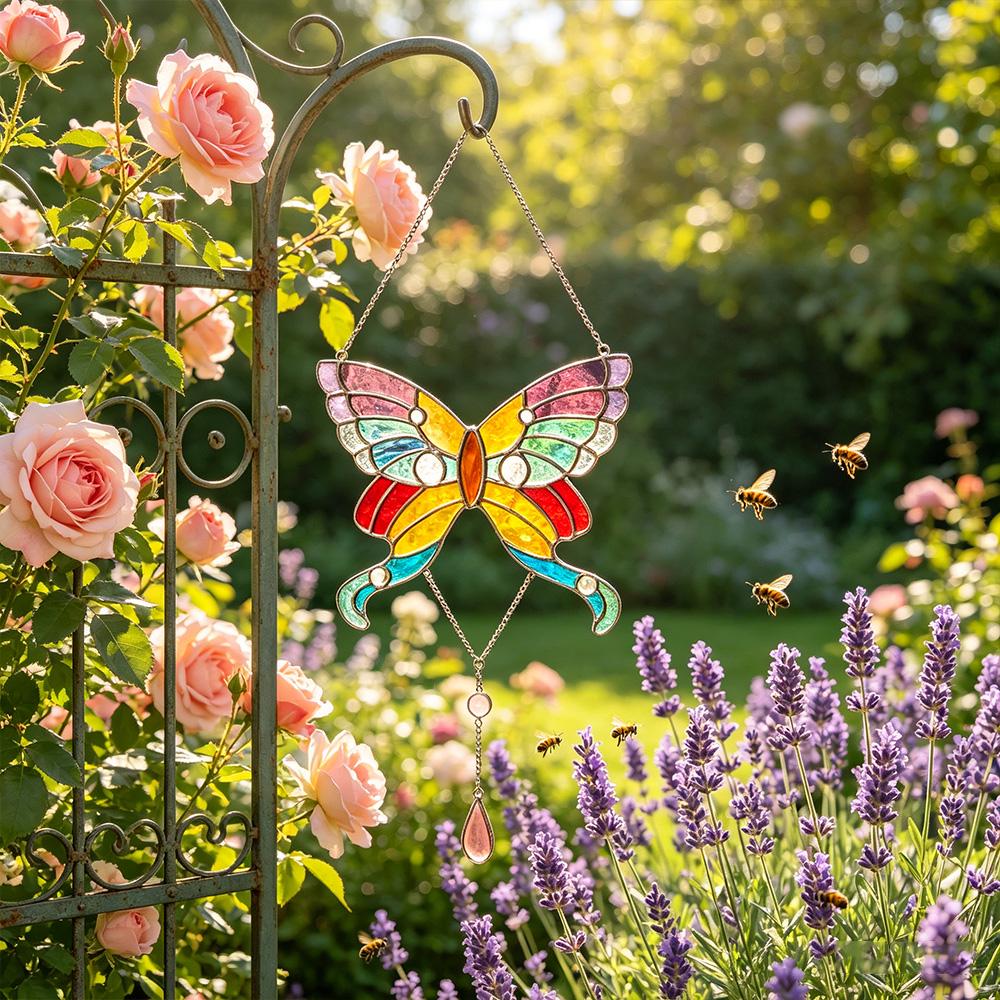Colorful Butterfly Glass Panel