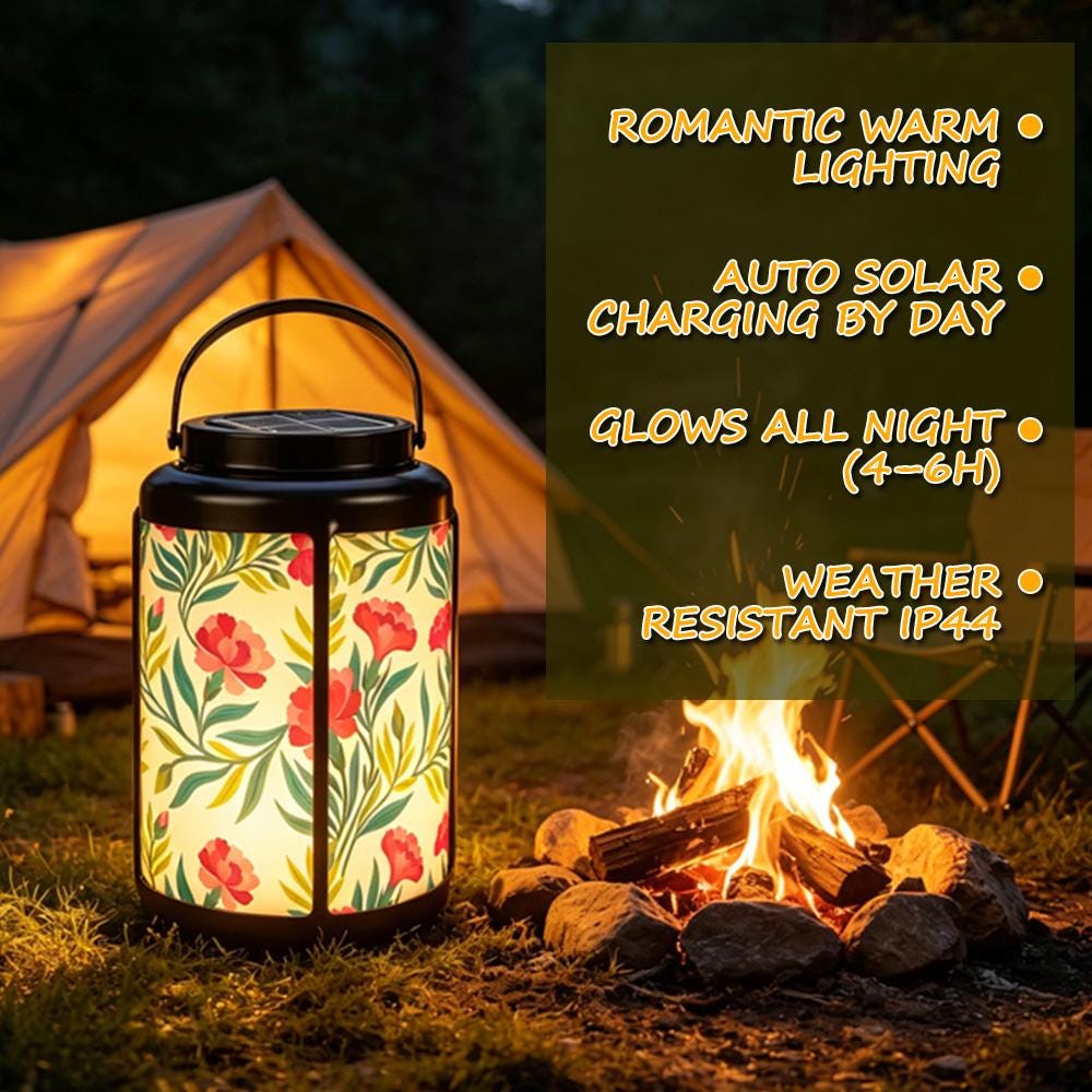 Floral Print Solar LED Lantern