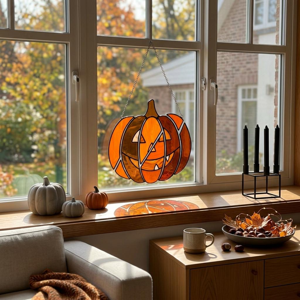 Deconstructed Pumpkin Glass Suncatcher