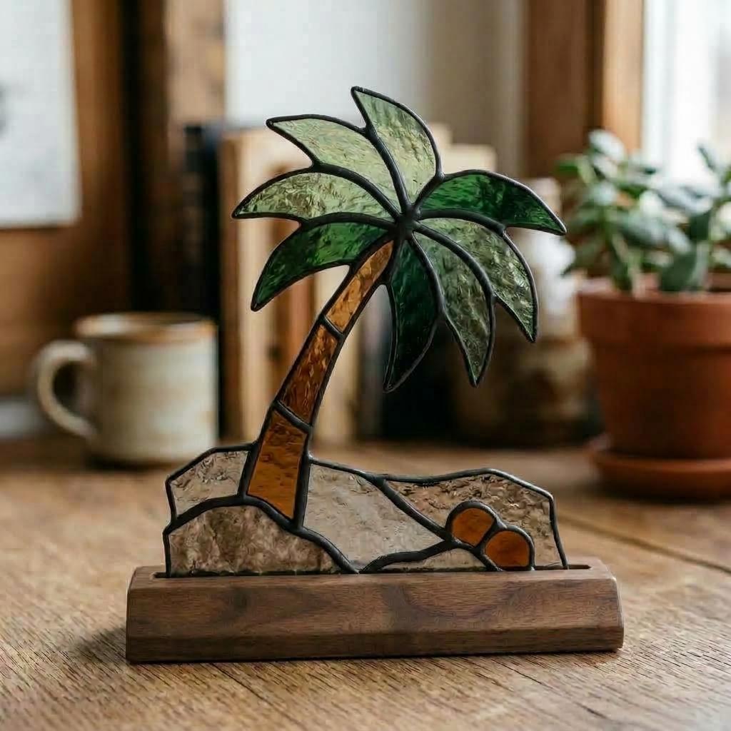 Tropical Palm Glass Decor