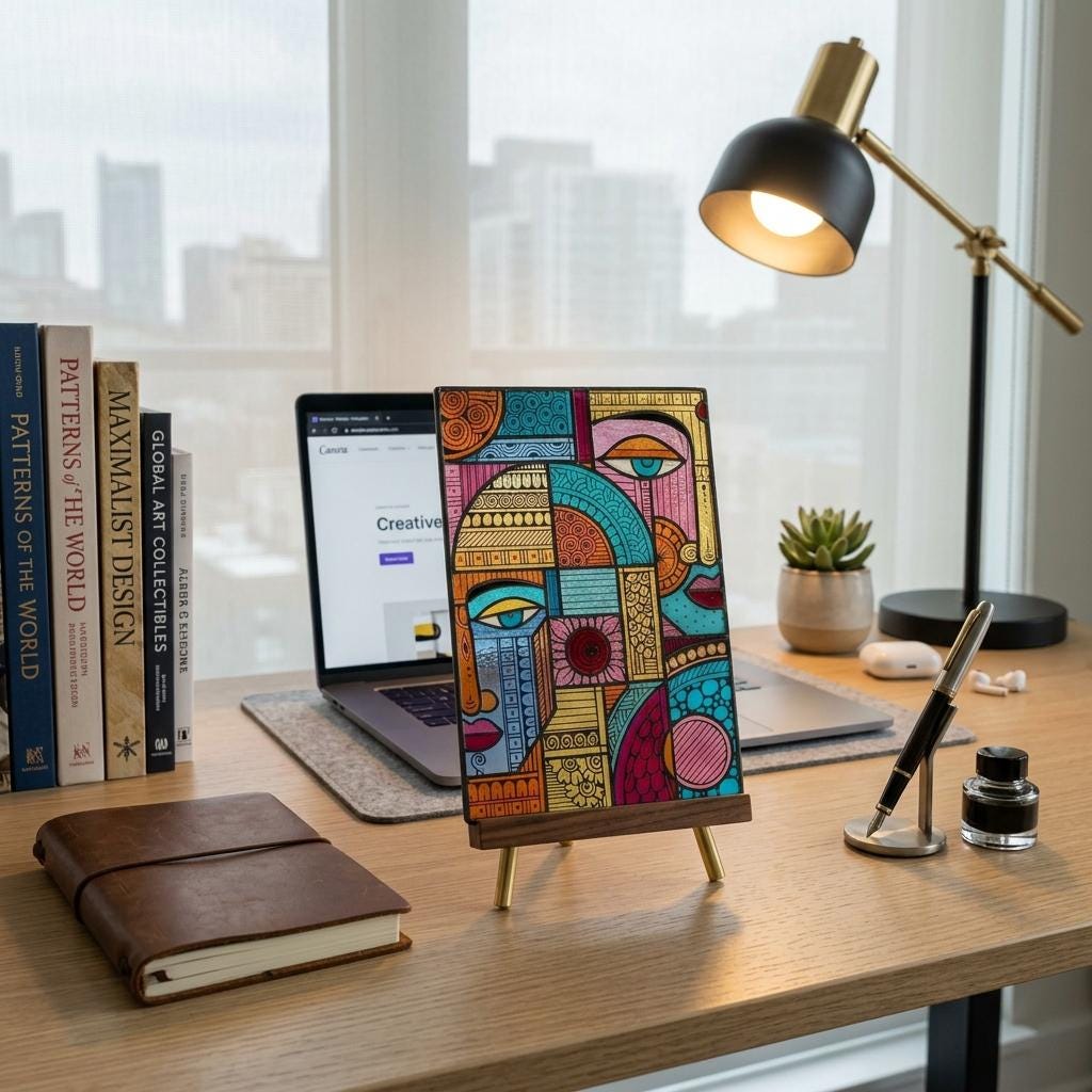 Cubist Portrait Glass Decor