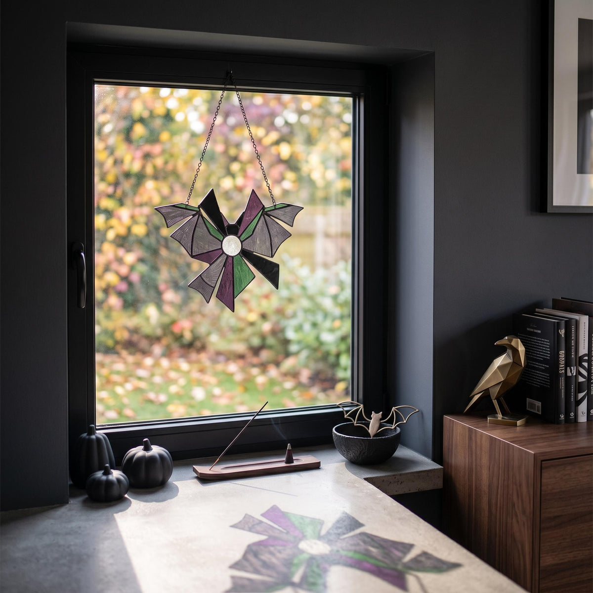 Deconstructed Bat Glass Suncatcher