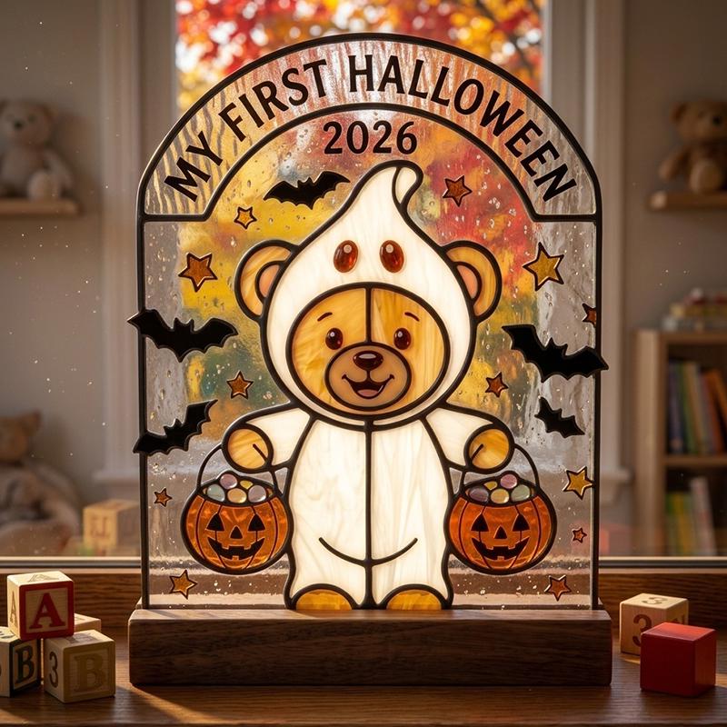 First Halloween Teddy Bear Glass Keepsake