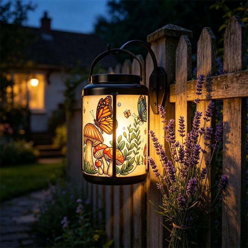 Butterfly Mushroom Solar Lantern