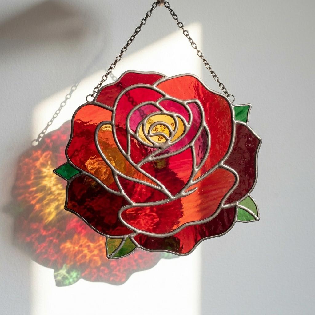 Colorful Rose Glass Art