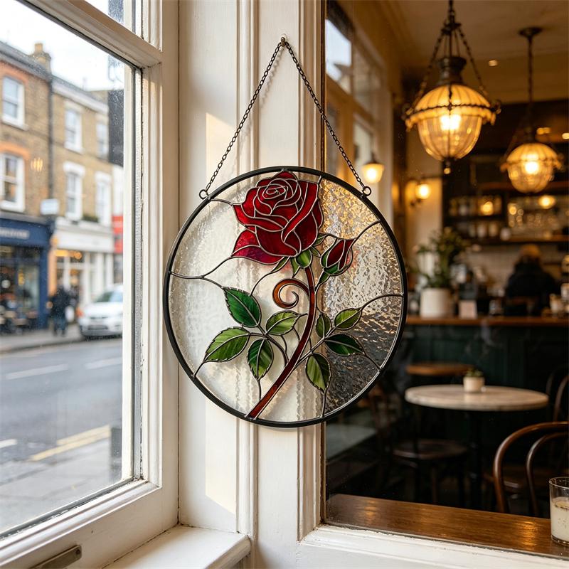 Rose Glass Wall Hanging