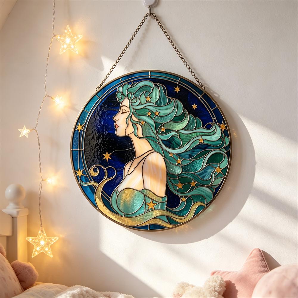 Starry-Haired Woman Glass Art