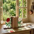 Rose and White Flower Glass Bookends
